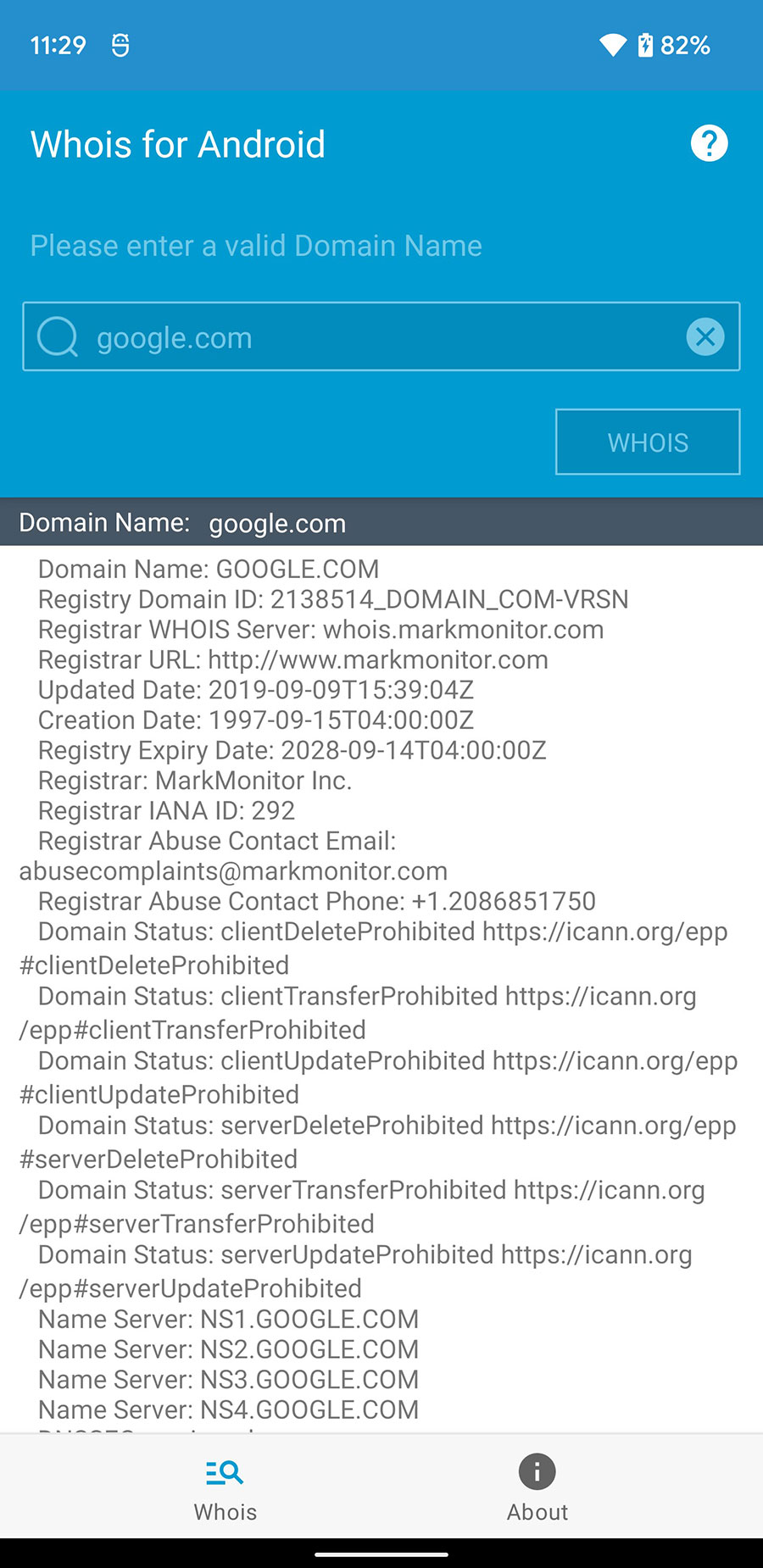 whois for android app